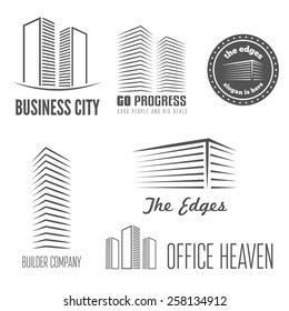 Set of logo and sticker, emblem, label and logotype elements for building company or business