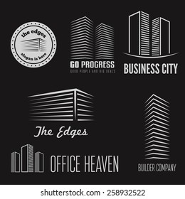 Set of logo and sticker, emblem, label and logotype elements for building company or business 
