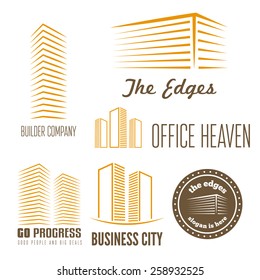 Set of logo and sticker, emblem, label and logotype elements for building company or business 