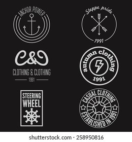 Set of logo and sticker, emblem, print, label and logotype elements for clothing and design