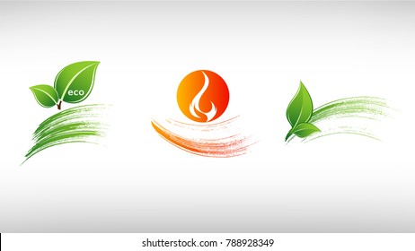 El hotel está rodeado por el logotipo de las hojas y el fuego elegantes.