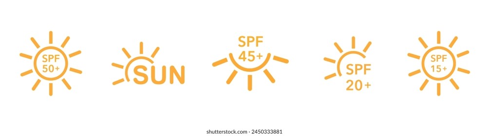 Set Logo Sun. Sun Protection.Vector Illustration