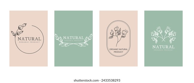 set of logo and symbol with delicate hand drawn for business, natural product, organic product, farm product, beauty products