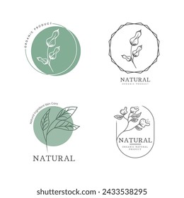 set of logo and symbol with delicate hand drawn for business, natural product, organic product, farm product, beauty products