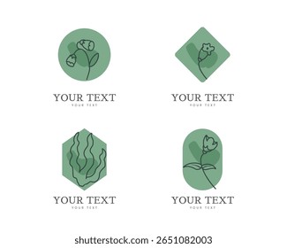 set of logo and symbol with delicate hand drawn for business, natural product, organic product, farm product, beauty products. design vector on white background
