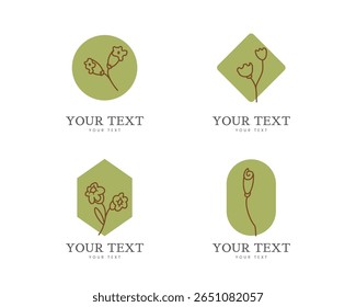 set of logo and symbol with delicate hand drawn for business, natural product, organic product, farm product, beauty products. design vector on white background