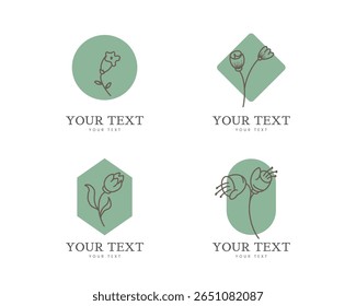 set of logo and symbol with delicate hand drawn for business, natural product, organic product, farm product, beauty products. design vector on white background