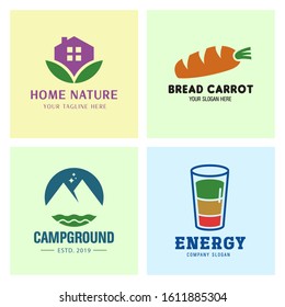 Set Logo Template Negative Space Concept Beautiful Design For Branding