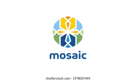 Set of logo templates. Abstract circle of creative signs and symbols. Circles, plus signs, stars, triangle, hexagons and other design elements. 
