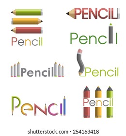 Set of logo templates in the form of pencils. Vector. EPS 10