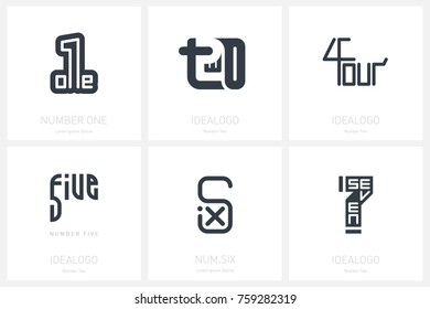 Set Logo Templates Numbers One Two Stock Vector (Royalty Free ...