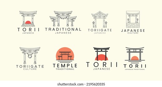 Set logo toriigate style logo icon template design. culture, javanese, traditional vector illustration