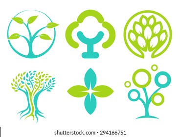 Set logo. Vector. Trees. 