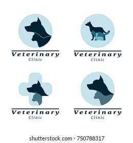 Set Of Logo Vet Clinic With Dog,cat And Rabbit