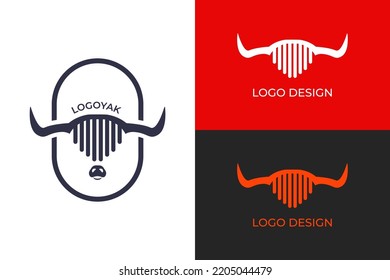 set of logo yak design with minimalist concept