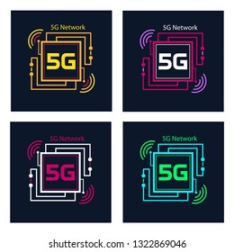  Set of logos 5G vector .New mobile communication technology .High Speed Internet .