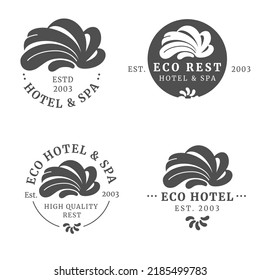 Logos mit abstrakter Blume. Minimaler linearer Stil. Vektorblumenemblem und Ikone für Hotel, Schönheitssalon, Spa, Brautboutiquen, Fotografen, Modegeschäft, Blumenladen. 