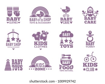 A set of logos with accessories for babies