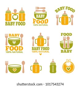 A set of logos with accessories for babies