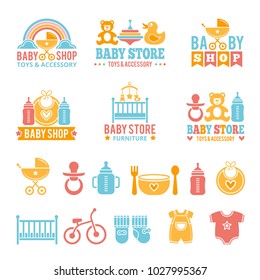 A set of logos with accessories for babies