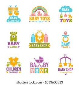 A set of logos with accessories for babies