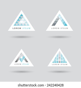 Set of logos with an arrow or triangle shaped logo