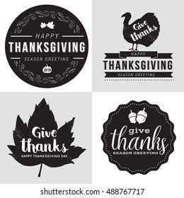 Set of logos, badges, banner, labels Happy Thanksgiving Day. Vector Illustration.