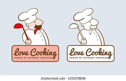 A set of logos. Chef with a spoon in hand