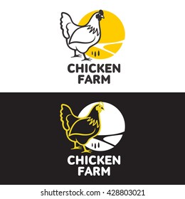set of logos with chicken, vector illustration, isolated on a white background. different logos chicken and yellow, simple logos