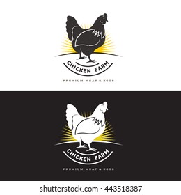 set of logos with chicken, vector illustration, isolated on a white background