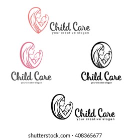 Set of Logos of child care, motherhood and childbearing