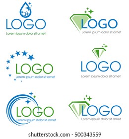 Set of logos cleaning company