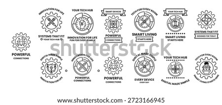 A set of logos for a company that is focused on technology and innovation. The logos are all connected and have a similar design