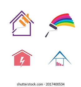 A set of logos for the concept of home repair and modification for design