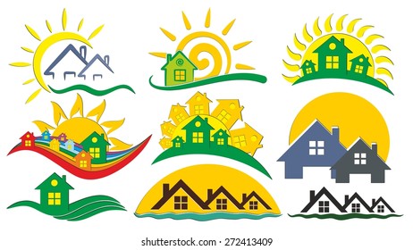 Set of logos of the cottage settlement,