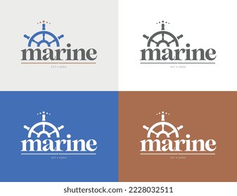 Set of logos for cruise ship or sailors.