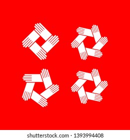 Set of logos depicting unity, community, help and support.