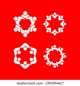 Set of logos depicting unity, community, help and support.