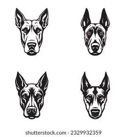 Set of logos with Doberman on a white background