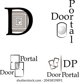 Set of logos door portal. Vector templates for shop doors.