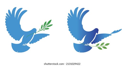 A set of logos of a dove, a symbol of peace, an outline, a silhouette. Poster, postcard for the International Day of Peace.