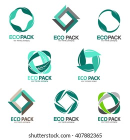 Set of logos eco-friendly packaging. 