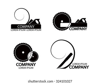 A set of logos, emblems of joiner's tools. Good to use for the logo or symbol of your company. Vector illustration in flat style. You can edit