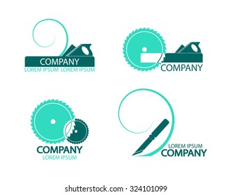 A set of logos, emblems of joiner's tools. Good to use for the logo or symbol of your company. Vector illustration in flat style. Easy to edit or change color