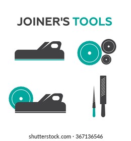 A set of logos, emblems of joiner's tools
