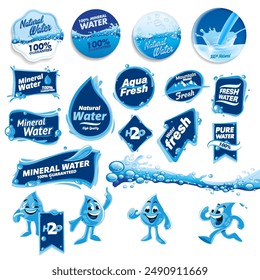 set of logos emblems labels and stickers for water graphics