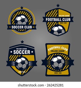 set of logos, emblems on the theme of soccer, football. design concept of football icons