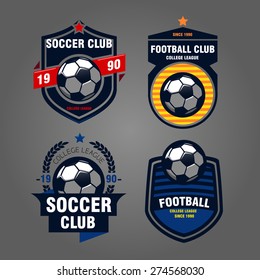 set of logos, emblems on the theme of soccer, football. design concept of football icons, Printing on T-shirts