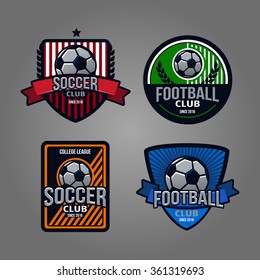 set of logos, emblems on the theme of soccer, football icons, Printing on T-shirts. football logo. soccer logo. team logo. league logo. icon logo. ball logo