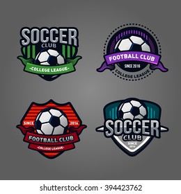 set of logos, emblems on the theme of soccer, football. design concept of football icons, Printing on T-shirts. football logo. soccer logo. team logo. league logo. icon logo. ball logo